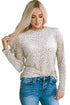 Leopard Frill High Neck Shiny Long Sleeve Top